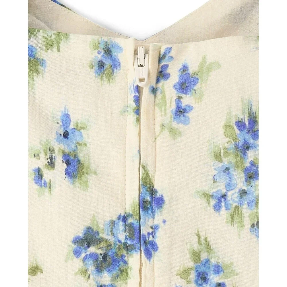 The Children's Place Girls' Mini Dress LARGE 10-12 Blue Floral Sleeveless Bubble